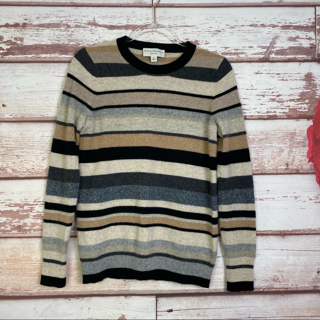White + Warren Cashmere Striped Sweater